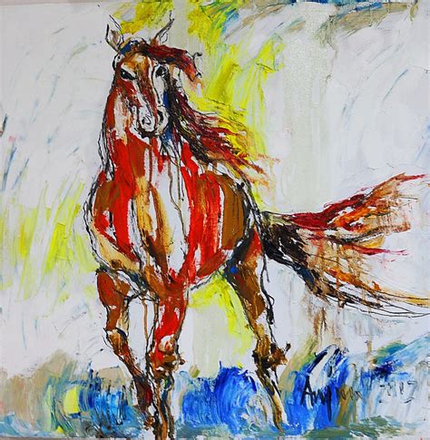 Horse Painting Abstract Original Oil On Canvas Anjum