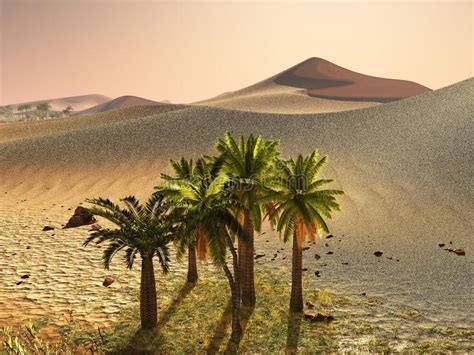 Beautiful Natural Background African Oasis 3d Rendering Stock