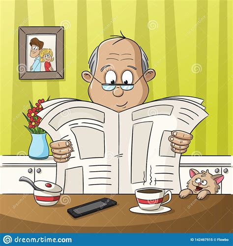 Man Is Reading A Newspaper Stock Vector Illustration Of Coffee 142467915