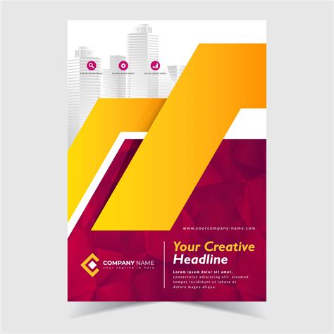 Brochure Design Template With Red Polygonal Abstract Background 665688