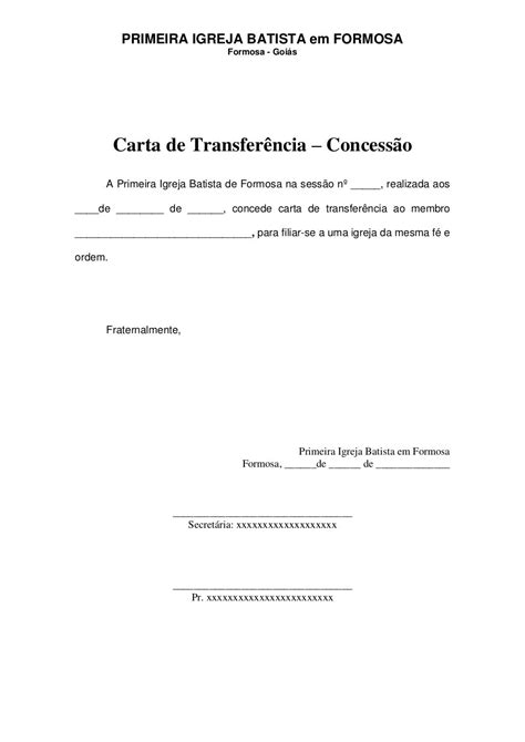 Modelo Carta De Transferência
