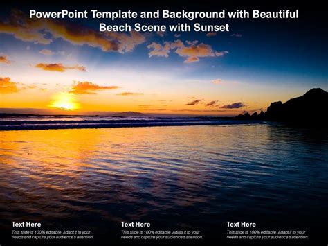 Powerpoint Template And Background With Beautiful Beach Scene With
