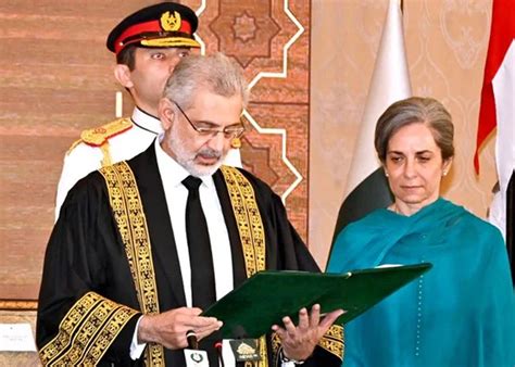 CJP Qazi Faez Isa, took the oath of office with his wife, Sarina Isa