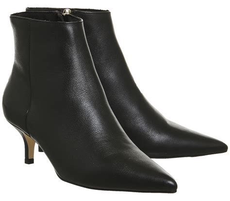 Office Alibi Kitten Heel Boots Black Leather - Ankle Boots