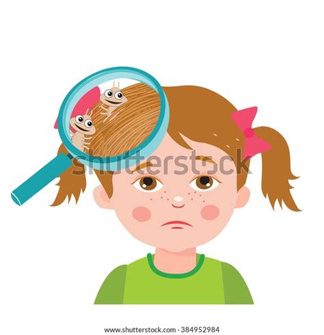 Girl Lice Vector Magnifying Glass Close Stock Vector Royalty Free