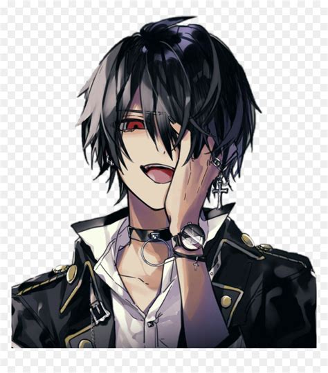 Anime Boy With Black Hair And Red Eyes Hd Png Download Vhv