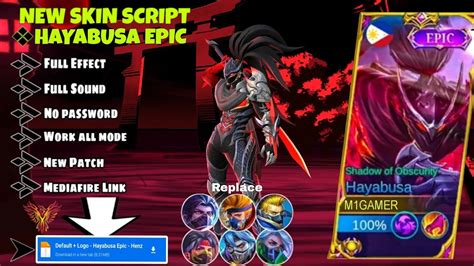 New Skin Script Hayabusa Epic Shadow Of Obscurity No Password Full Effect Sound Youtube