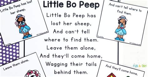 Little Bo Peep Nursery Rhyme Printable For Preschoolers Fun A Day