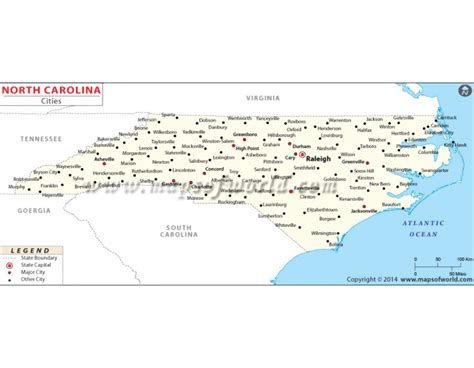 Buy Printed Map Of North Carolina Cities Maps