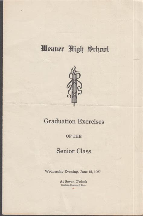Weaver High School Graduation Program 1927 Hartford Ct