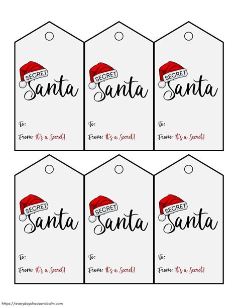 Free Printable Secret Santa Gift Tags Santa Gift Tags Santa Gift