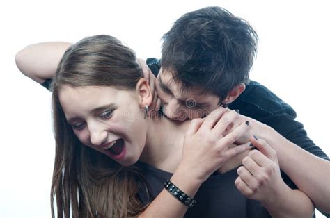 Vampire Teenage Boy Biting Neck Of Teenage Girl Stock Photo Image Of Creepy Aggressive