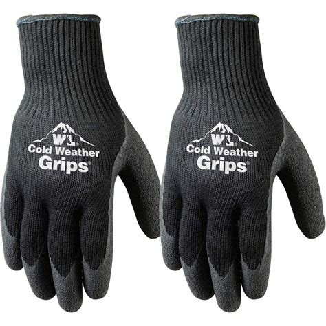 2 Pairs Cold Weather Latex Grip Winter Work Gloves Medium 526mn