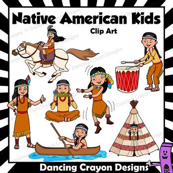 Creative drawing exercises, teach kids how to draw. Native American Clip Art Kids by Dancing Crayon Designs | TpT
