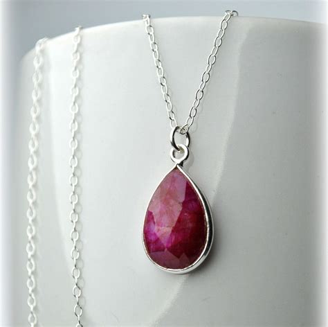 Genuine Ruby Necklace For Women Sterling Silver Real Ruby Jewelry