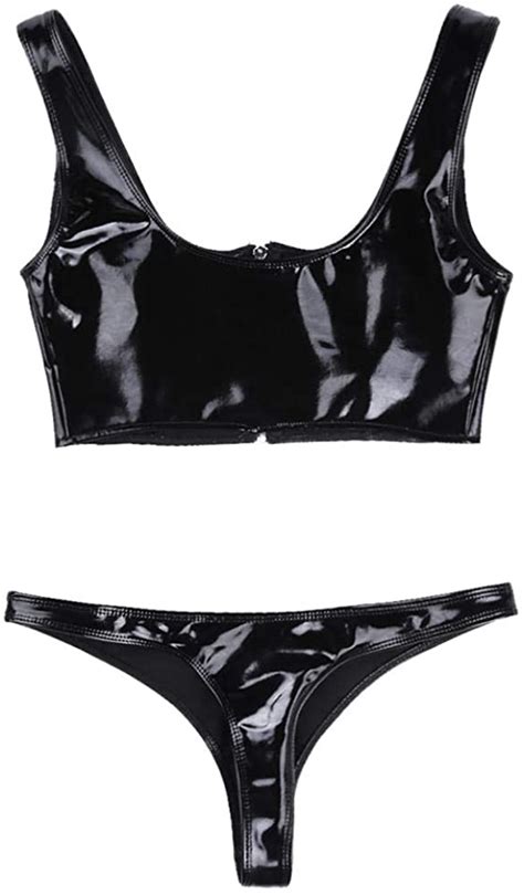 women s erotic lingerie sets women s latex erotic suit patent leather zipper sexy lingerie set
