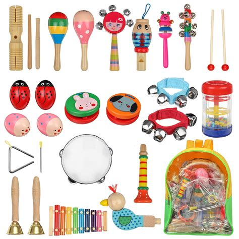 24pcs Wooden Kids Musical Instruments Baby Toddlers Early Education Set
