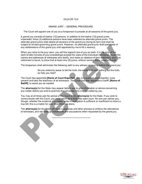 Oklahoma Grand Jury General Procedure Us Legal Forms