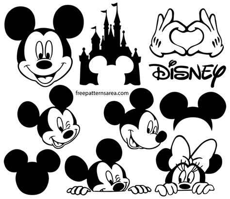 Mickey Mouse Svg Silhouette Vector Files Freepatternsarea Mickey