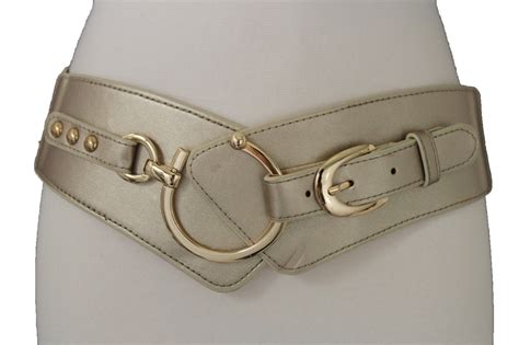 Women Gold Metal Chain Textured Links Fashion Belt Hip Waist Adjustable