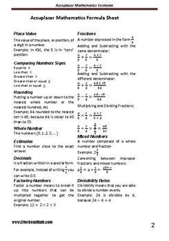 A Quick Review And A Complete List Of Accuplacer Mathematics Formulas