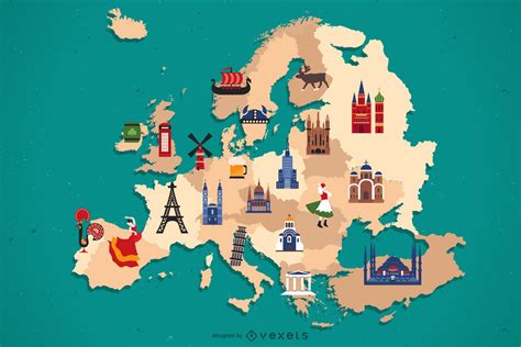 Europe Map Country Elements Design Vector Download