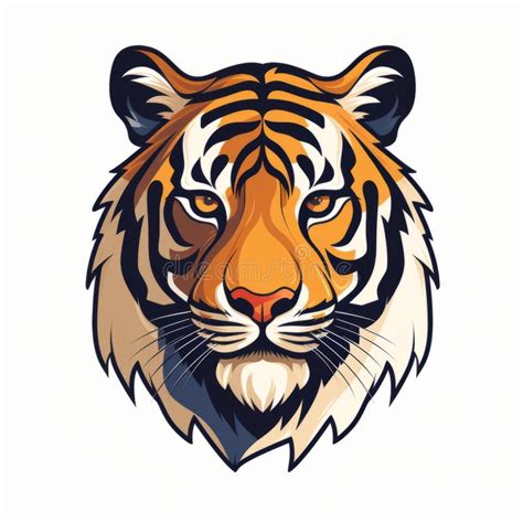 Colorful Tiger Head Logo Vector Illustration In Detailed Character