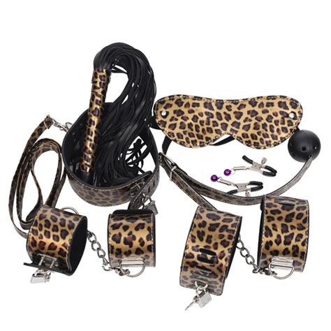 sex bondage kit 7 pcs adult games set handcuff footcuff whip rope blindfold for couples erotic