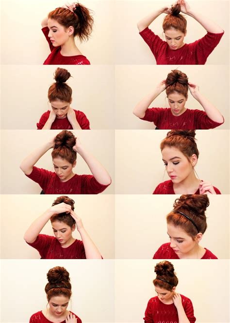 Or simply loop your hair through a regular hair elastic once you've collected your hair in a high ponytail. Love, Shelbey: Quick and Easy Messy Bun