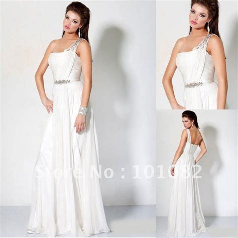 2012 style greek goddess one shoulder strap pageant evening dress white chiffon long hot prom