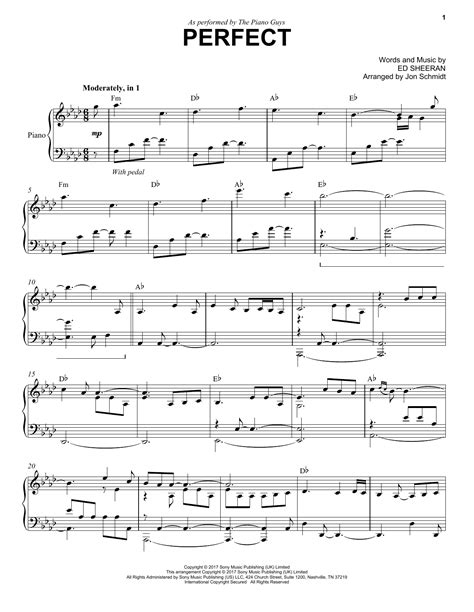Perfect Piano Solo Print Sheet Music Now