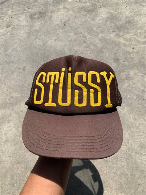 Stussy Vintage Stussy Headgear Spellout Biglogo Trucker Cap Hats Grailed
