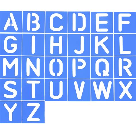 Alphabet Letter Stencils Set Plastic Blue 26 Pcs Ebay