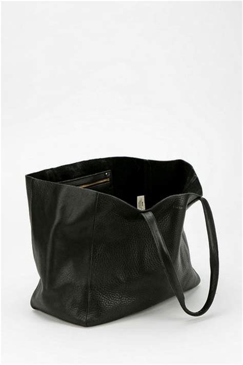 Urban Outfitters Baggu Oversized Leather Tote Bag In Black