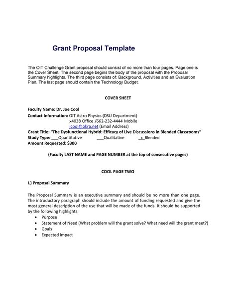 40 Grant Proposal Templates Nsf Non Profit Research Templatelab