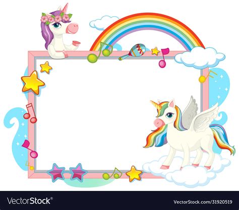 Cute Unicorn With Blank Banner Music Theme Vector Image