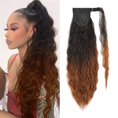 Corn Wave Ponytail Extension Clip In 22 Inch Long Wavy Curly Wrap