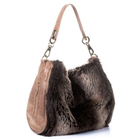 Soft Brown Leather Faux Fur Hobo Bag Womens Handbags Fashion