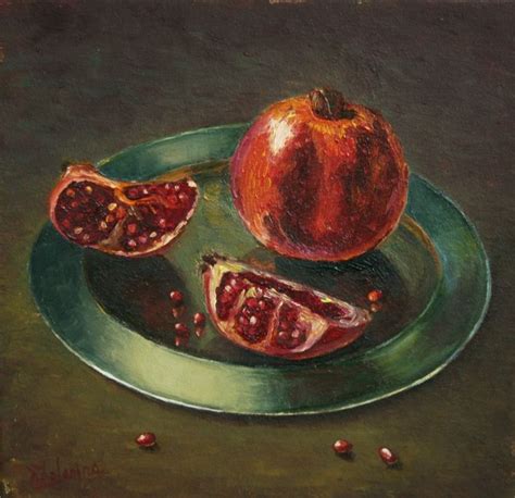 Pomegranates Original Still Life Oil Painting Still Life Etsy Still