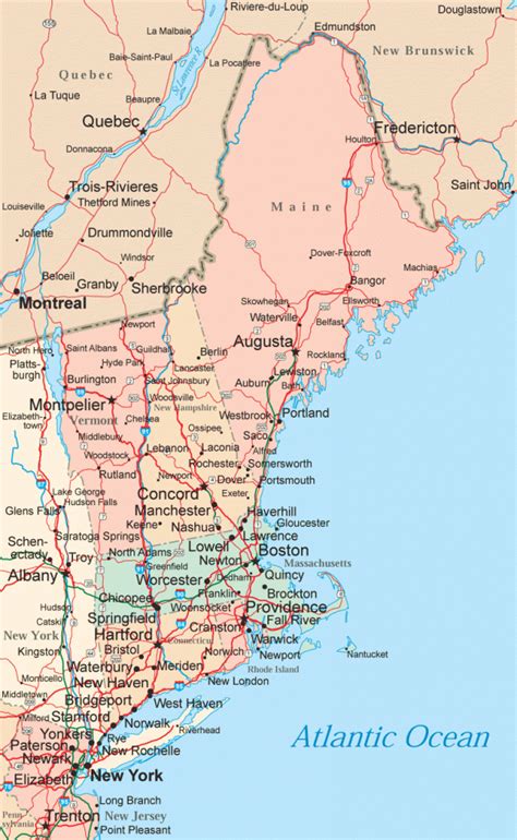 England town map, road map and tourist map, with michelin hotels, tourist sites and restaurants for england. New England Map - ToursMaps.com