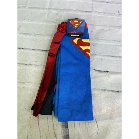 Bioworld Accessories Dc Comics Superman Supergirl Licensed Knee High Socks With Shiny Cape