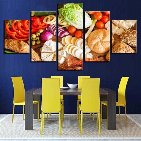 Fruits Foods Kitchen Restaurant Kitchen 5 Panel Canvas Art Wall Decor