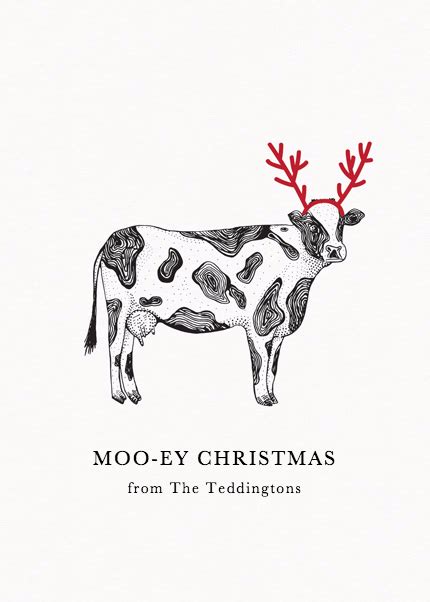 Christmas Cow | Christmas Card Set | Typography christmas card, Cow christmas cards, Christmas cow