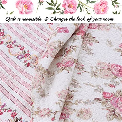 Cozy Line Home Fashions Romantic Pink Peony Flora Cotton Reversible
