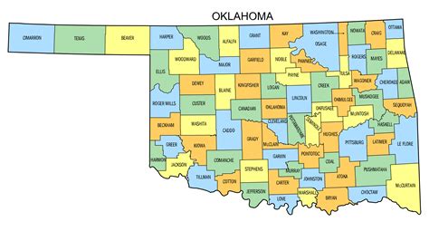 Oklahoma County Map Printable State Map With County Lines Diy