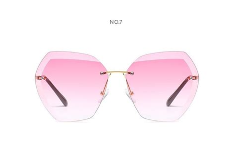 luxury rimless sunglasses women brand designer summer oversized vintage shades sun glasses for