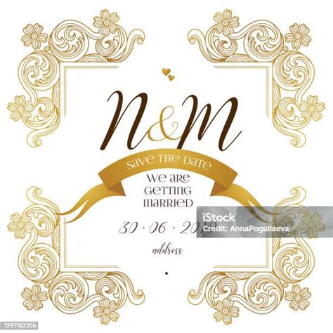 Elemen Emas Vektor Sketsa Monogram Untuk Undangan Pernikahan Templat