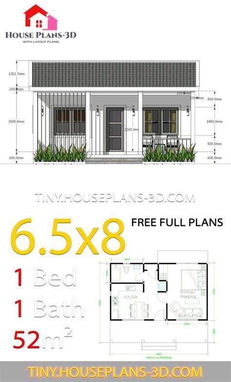 Small House Plans 6 5×8 With One Bedrooms Gable Roof Tiny House Plans