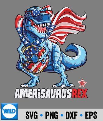 Dinosaur 4th Of July Amerisaurus T Rex Funny Vintage SVG, 4th Of July