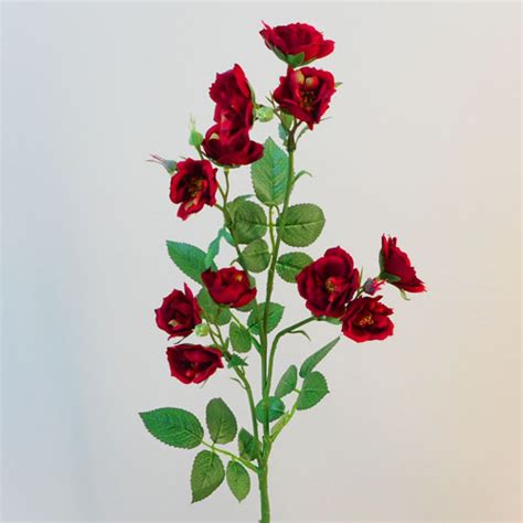 Wild Rose Spray Red 74cm Artificial Flowers